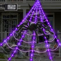 Decorações de Halloween Spider Web Lights Minewish 135 LED roxo
