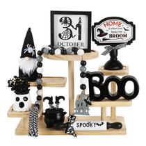 Decorações de Halloween SYNCVIBE, bandeja em camadas, decoração de 8 peças