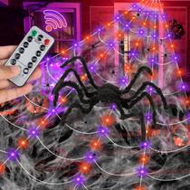 Decorações de Halloween, teias de aranha, ao ar livre, 16,4 pés com luzes