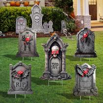 Decorações de Halloween Tombstone, pacote com 5 estacas impermeáveis