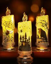 Decorações de Halloween, velas sem chama, Beeplove, 3 peças