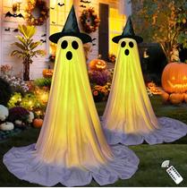 Decorações de Halloween VersaCharm Spooky Ghost com luzes, pacote com 2