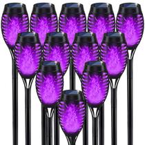 Decorações de jardim de Halloween iKeeruic Purple Pathway Lights x12