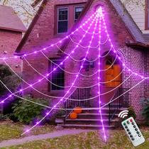 Decorações de luz Spider Web ININ Halloween 200 LED roxo