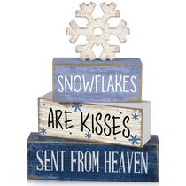 Decorações de mesa Lineshading Christmas Wooden Snowflake 4 unidades Decorações de mesa Lineshading Christmas Wooden Snowflake 4 unidades