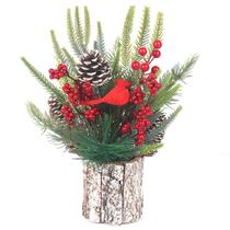 Decorações de mesa lokeisna Cardinal Christmas 33cm com árvore