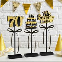 Decorações de mesa Sereliy 70th Birthday Wooden Signs x3 Decorações de mesa Sereliy 70th Birthday Wooden Signs x3