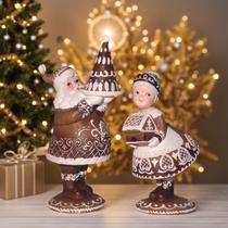 Decorações de Natal AMOYYT Gingerbread Santa, 2 unidades de resina
