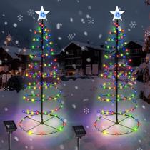 Decorações de Natal ao ar livre Solar Spiral Tree 74 cm, pacote com 2 Decorações de Natal ao ar livre Solar Spiral Tree 74 cm, pacote com 2