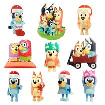 Decorações De Natal Da Família De Cães Do Anime Bluey, Figuras De Cães De Desenho Animado,