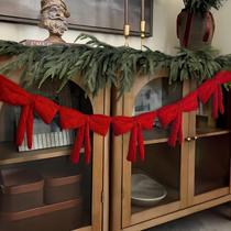 Decorações de Natal Red Velvet Bow Garland 6 pés