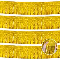 Decorações de Natal YUKL Gold Fringe 12 pés Tinsel Garland x4