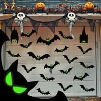 Decorações de portas de garagem de Halloween, ímãs, morcegos, 24 unidades