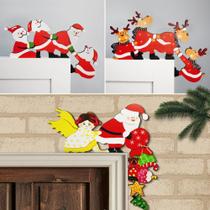 Decorações de portas de Natal, artesanato em madeira, design de Papai Noel