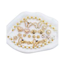 Decorações De Sapatos Em Resina ABS Douradas Elegantes E Modernas - 20 Peças: Borboleta, Coração,