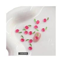 Decorações De Unhas Em Forma De Cereja Vermelha 20 Peças, Charms De Frutas Em Resina 3D, Acessórios