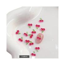 Decorações De Unhas Em Forma De Cereja Vermelha 20 Peças, Charms De Frutas Em Resina 3D, Acessórios