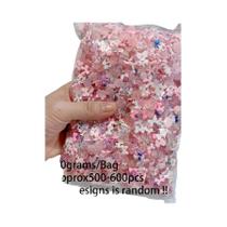 Decorações De Unhas Em Resina Com Laços E Flores Azuis, Pacote De 50g Com 500-600 Peças Para