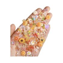 Decorações De Unhas Em Resina Laranja 60PCS Coração Fudge Libélula Estrela Borboleta Flor Misturadas