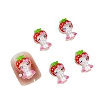 Decorações De Unhas Hello Kitty Morango 100 Peças Glitter Translúcido 3D Kawaii DIY