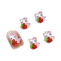 Decorações De Unhas Hello Kitty Morango 100 Peças Glitter Translúcido 3D Kawaii DIY