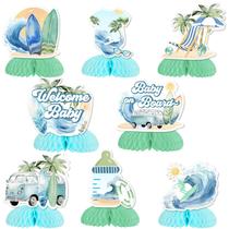 Decorações: Funmemoir Surf Baby Shower Beach, 8 peças centrais