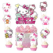 Decorações para bolos BNFUO Kitty 25 unidades com cobertura de cupcake 24 unidades