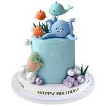 Decorações para bolos Zafena Under the Sea Ocean Animals 17 unidades