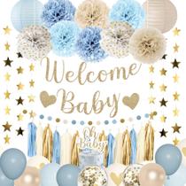 Decorações para chá de bebê Amandir Dusty Blue Boy Welcome Baby