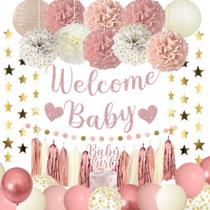 Decorações para chá de bebê Amandir Dusty Pink Girl +Suprimentos