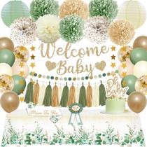 Decorações para chá de bebê Bolake Sage Green, gênero neutro Decorações para chá de bebê Bolake Sage Green, gênero neutro