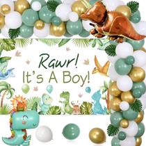 Decorações para chá de bebê Funmemoir Sage Green Dinosaur Boy
