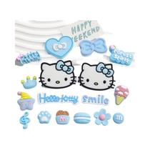 Decorações Para Clogs Hello Kitty Azuis, Acessórios DIY Para Sapatos, Fivelas Destacáveis Para