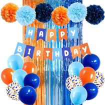 Decorações para Festa Hyballustw Banner e Balões Azul e Laranja Decorações para Festa Hyballustw Banner e Balões Azul e Laranja