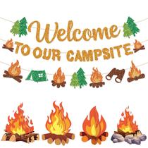 Decorações para festas de acampamento Mz.ogm Welcome Campsite Banner Decorações para festas de acampamento Mz.ogm Welcome Campsite Banner
