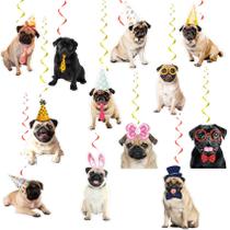 Decorações suspensas MMBDAMAI Pug Dog Party Supplies x24