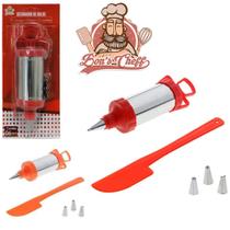 Decorador bolo seringa de plastico metal para confeitar com 4 bicos espatula de pao duro bons cheff Decorador bolo seringa de plastico metal para confeitar com 4 bicos espatula de pao duro bons cheff