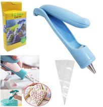 Decorador de bolo / aplicador de plastico para confeitar com 2 bicos + 2 saquinhos na caixa