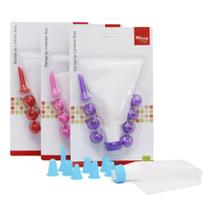 Decorador de bolo / saco de plastico para confeitar com 8 bicos colors na cartela - WINCY