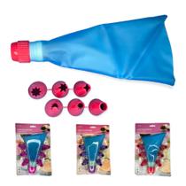 Decorador De Bolos Kit 6 Bicos Saco Lavável Grande Confeitar
