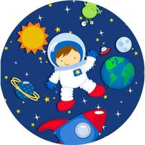 Decorão de Aniverssario Luxo Capa de Painel Mini Redondo 50x50cm Menino Menina Foguete Astronauta Es Decorão de Aniverssario Luxo Capa de Painel Mini Redondo 50x50cm Menino Menina Foguete Astronauta Es