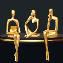 Decoration Accents Prettidecor Gold Thinker Statue, conjunto de 3