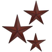 Decorative Metal Barn Star Wall Art, 6, 9, 12 polegadas, conjunto de 3