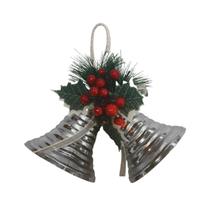 Decore com Enfeite de porta natalino sino duplo brilhante 25cm Decore com Enfeite de porta natalino sino duplo brilhante 25cm