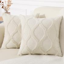 decorUhome Juego de 2 Fundas de Almohada de Piel Sintética de 51x51 cm Beige decorUhome Juego de 2 Fundas de Almohada de Piel Sintética de 51x51 cm Beige