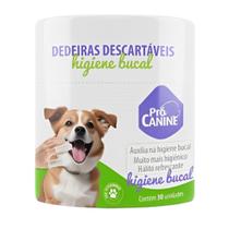 Dedeira Descartável Dedal Limpador Bucal Pet Cães Gatos PróCanine 30 Un.
