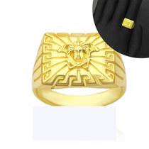 Dedeira Masculina Medusa Anel Banhado a Ouro 18k