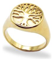 Dedeira Ouro 18K Árvore da Vida Falange Unissex Anel Paz Fé Família