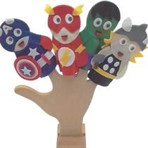 Dedoches Super Herois 4 Peças Contar Histórias Brinquedo em Feltro Lúdico