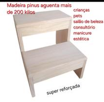 degrau de madeira pinus escadinha de consultório assistente de maca estética e crianças pets - Top1 móveis
